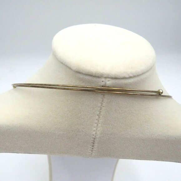 Fringe Choker Necklace 19" Memory Wire Silver Tone Dangling Chains Blue Lucite - Picture 5 of 5